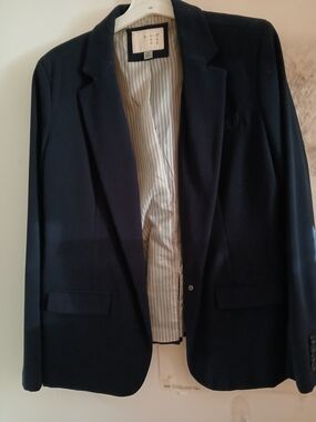 Navy Womens  Blazer - Classic Single-Breasted Suit Jacket